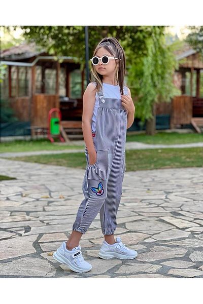 İPEK KİDS İPEKKİDS GIRL GABARDIN JUMPSUIT SUPREME TSHIRT 2-PIECE COMBINATION