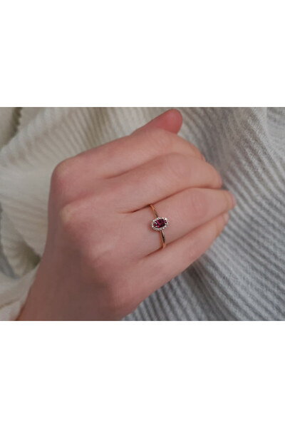 Sirius Pırlanta Pırlanta ve Oval Pembe Turmalin Taşlı Yüzük