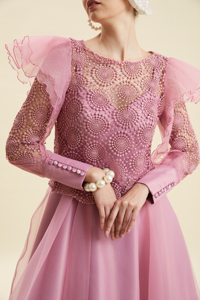 VERDA Bolerolu İnce Askılı Pembe Abiye Elbise