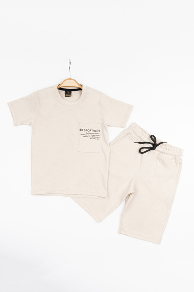 BARKOD KİDS طقم تي شيرت وسروال قصير للأطفال من Barkod مصنوع من القطن بنسبة 10...