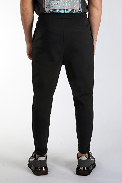 Lee Cooper Μαύρο πλεκτό ανδρικό αθλητικό παντελόνι