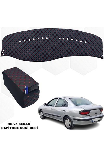 caraks Megane 1 Compatible Chest Rug and Armrest - 1st Quality Black-Red