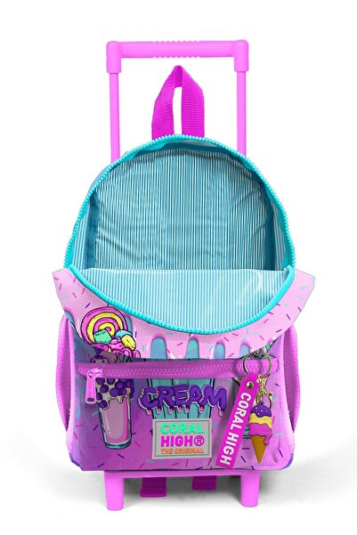 Coral High Minik Yuva Çekçekli Sırt Çantası Pembe Mor Milkshake Dondurma Desenli İki Bölmeli 24049