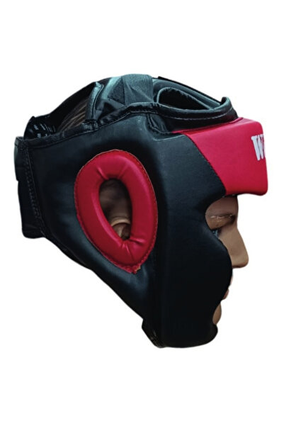 JUMOK BOKS-KİCK BOKS-MUAY THAİ YANAKLI KASK SİYAH- KIRMIZI