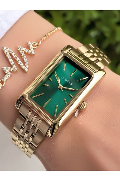 Homies HOMİES Rectangular Women's Wristwatch and Gift Bracelet