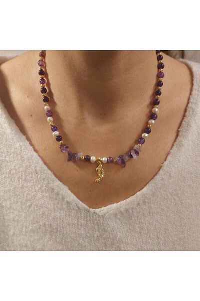 MSTR Art Amethyst Stone Necklace
