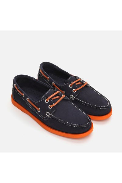 Hotiç Navy Blue Genuine Leather Women's Loafer
