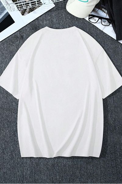 MODAGEN Unisex White Crew Neck Dream Printed Oversize T-Shirt