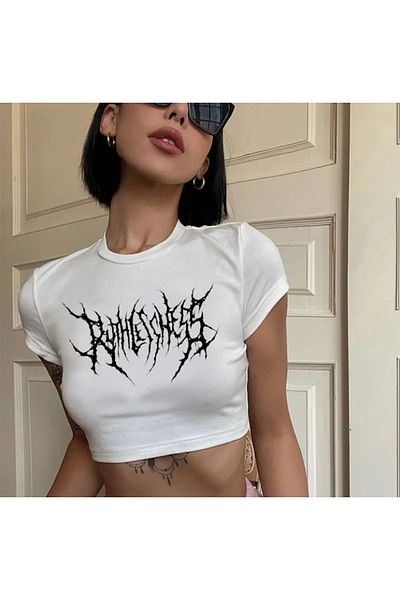 DENİKK Y2k Arm Print Crop Body