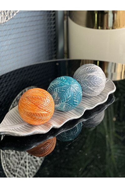 TASARIMHMODA 3 Top Yaprak Tepsi Dekor Set No:16