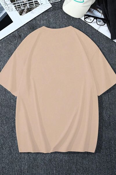 MODAGEN Μπλουζάκι Unisex Beige Crew Neck Dream με στάμπα oversize