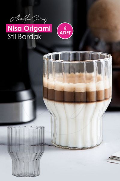 Anadolu Saray 6 Pieces of Nisa Origami Style Cup - Heat Resistant, Coffee and Presentation Cup