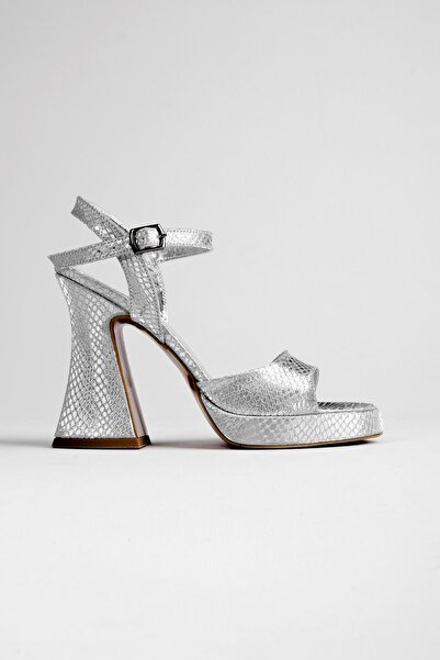 Lal Shoes & Bags Antares Kadın Bilekten Bağlamalı Topuklu Ayakkabı-Gümüş