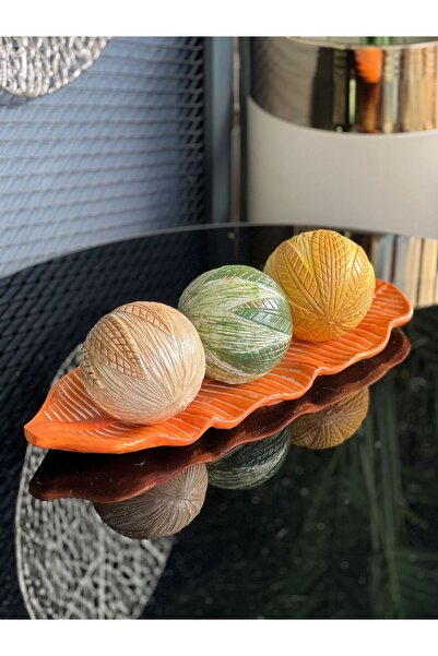 TASARIMHMODA 3 Top Yaprak Tepsi Dekor Set No:15