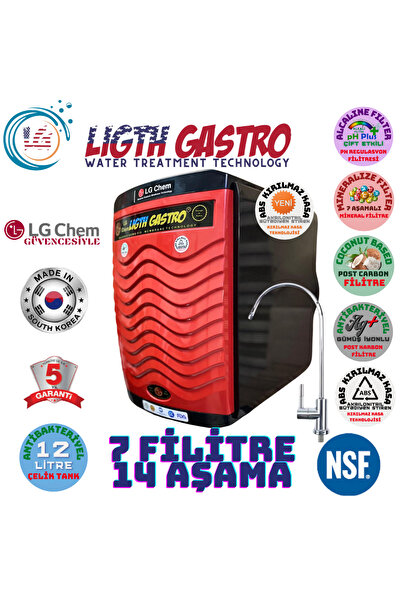 light gastro LG Chem Gold Plus ÜCRETSİZ MONTAJ Siyah-Kırmızı Renk 12 Litre 7 ...