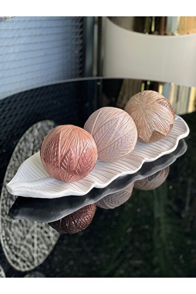 TASARIMHMODA 3 Top Yaprak Tepsi Dekor Set No:22