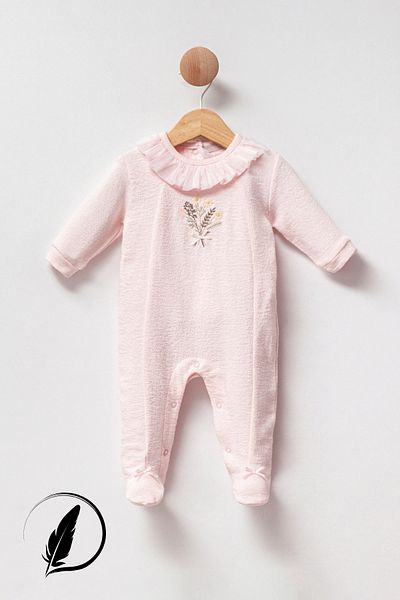 Cassiope Mini Princess Baby Girl Booties Jumpsuit Jacquard Knitted 2-3-6 Months