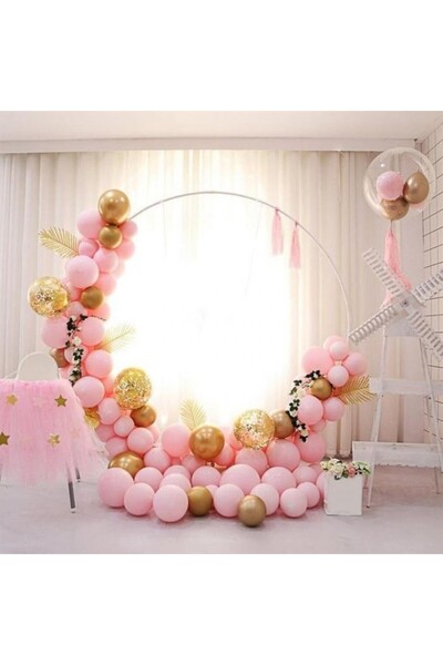 kidspartim Pink Macaron Gold Chrome Confetti Balloon Chain Set