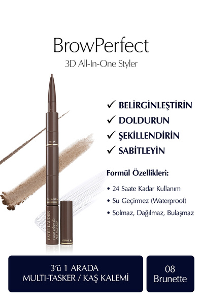 Estee Lauder Kaş Kalemi - BrowPerfect 3D All-In-One Styler Multi-Tasker 08 Br...