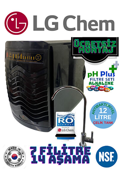 LG Chem Gold Plus Siyah Montaj Dahil.14 Aşama.mineral Ve Alkalili 12 Lt Lik S...