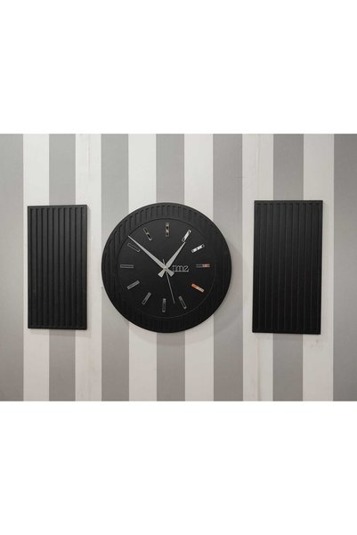 Tooall Time Collection Rayon Black 3 Parça Daire Duvar Saat, (SİYAH)