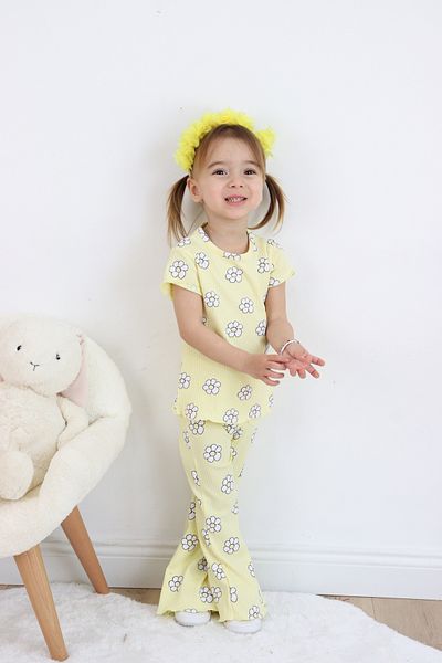 Harika KIDS Girl's Floral Printed Report Fabric Basic Bottom Top Double Set