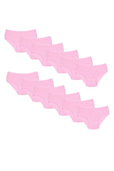Ceylanoğlu 12-piece Pink Girl's Panties Set - Transfer Detailed Underwear