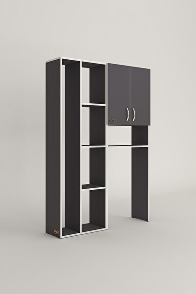 Kenzlife Çamaşır Makinesi Dolabı Veronikasüpürge Gri 180*126*20 Banyo Arkalıksız Raflı