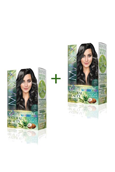 MAXX DELUXE 2 Paket Natural Beauty Amonyaksız Saç Boyası 1.0 Siyah