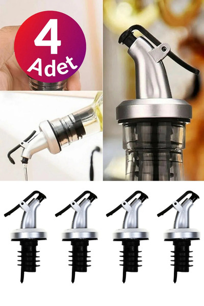 Yıldızhane 4 Adet Kapaklı Şişe Ucu Servis Aparatı Damlalık Yağdanlık Tıpa Tap...