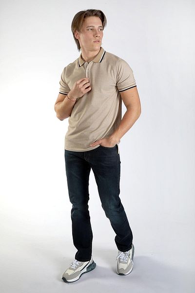 Lee Cooper Jasec Men's Pique Polo Neck T-Shirt Beige