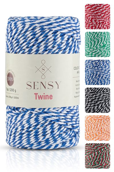SENSY قسط 200 متر 200 جرام أزرق أبيض حزمة حبل هدية التفاف حبل Marteniçka حبل خيوط بيكر