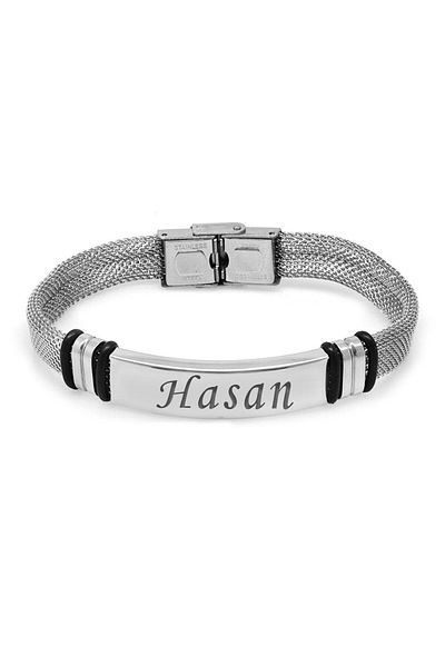 Tesbihane Silver Color Steel Men's Straw Bracelet