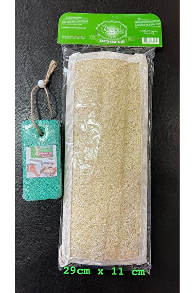 Hacıoğlu baharat Hatay Yöresel Uzun Banyo Lifi + Ponza Taşı Banyo Set 2 li