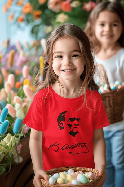 MAGORS ATATURK PRINTED COTTON, CYCLET COLLAR MOTHER, FATHER AND KIDS TSHIRTS
