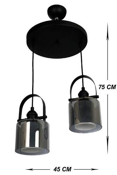 VENON LIGHTING BUBBLE - 2-Piece Pendant Lamp Glass Black Chandelier (Double Fume White)