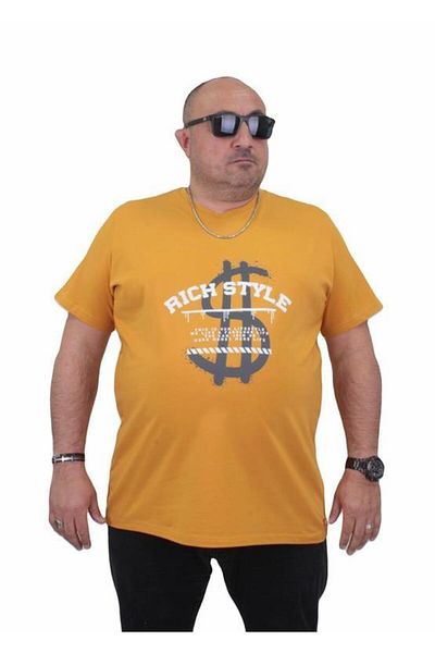 Starbattal Ανδρικό μπλουζάκι μεγάλου μεγέθους Rich Style - Crew Neck 24137 MUSTARD