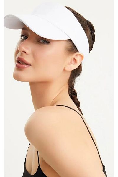 HatClub Exclusive Tennis Visor White Cap with UV Protection Adjustable Back