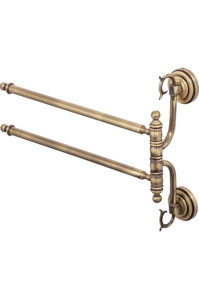 İSAOĞLU YAPI Antique Gold Brass Double Vintage Bathroom Towel Holder - Premium Hanger