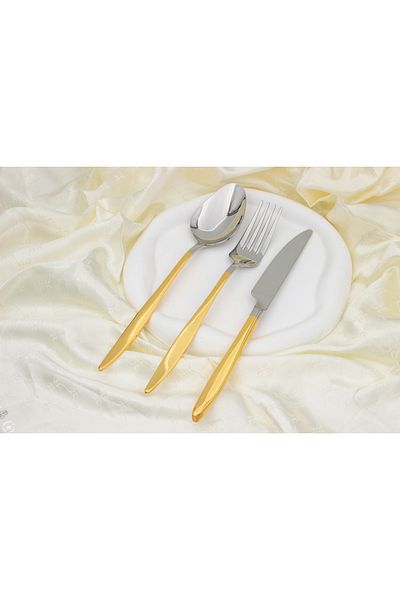 Demir Çeyiz 84 Pieces Dmr Life Ruby 24 K Gold Plated Fork Spoon Knife Set