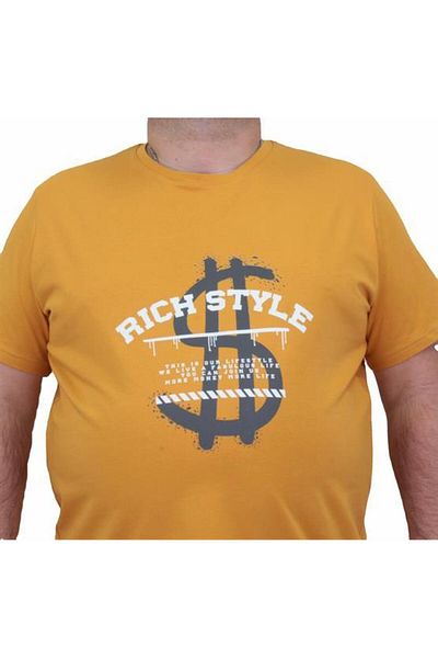 Starbattal Ανδρικό μπλουζάκι μεγάλου μεγέθους Rich Style - Crew Neck 24137 MUSTARD