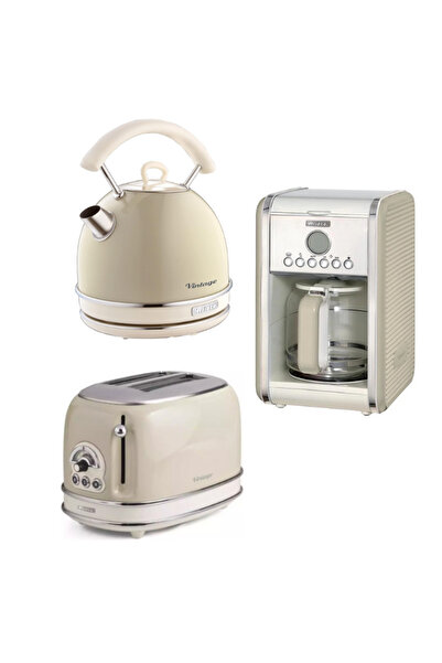 ARIETE Vintage Beige Kettle, Toaster And Filter Coffee Maker Set