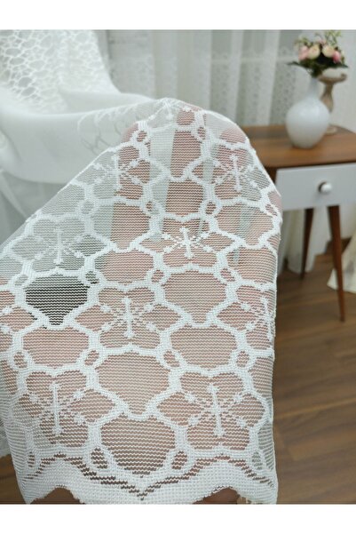 Esse Home Enine Çizgili Geometrik Örme Tül Perde, 400x260, Seyrek Pile, 1/2