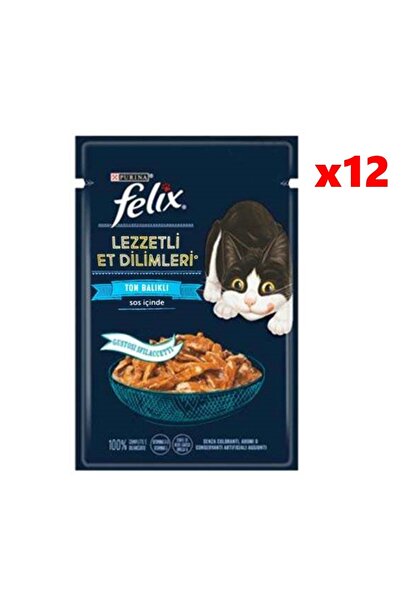FELIX Pouch Tasty Shreds Ton Balıklı Lezzetli Et Dilimleri Yaş Kedi Maması 80...