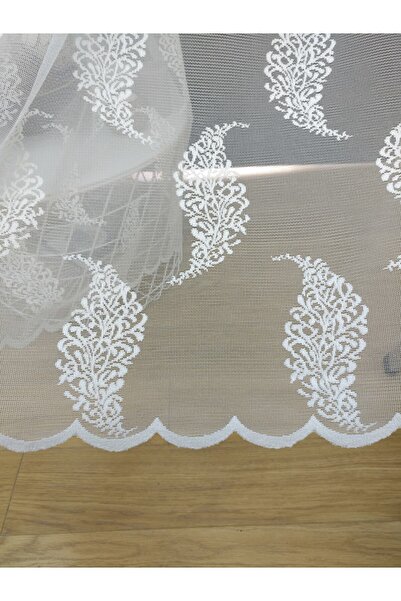 Esse Home Modern Damask Desenli Tül Perde, 100x260, Normal Pile, 1/2.5