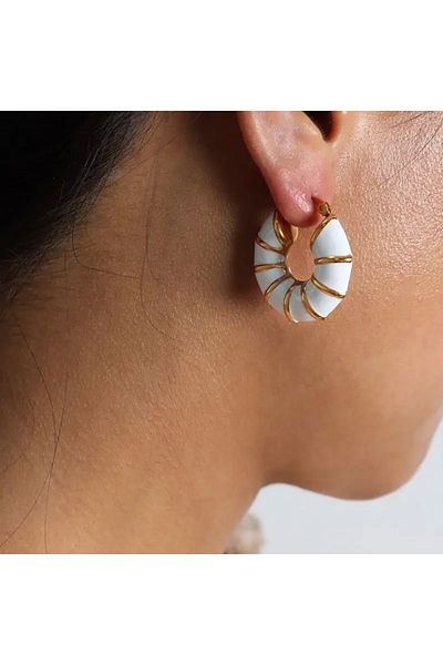 Atelier Çağla Steel Non-Tarnish Chubby White Gold Hoop Earrings