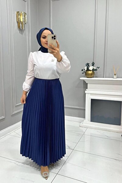 moda periy kadın yazlık Rahat Piliseli Tesettür Etek