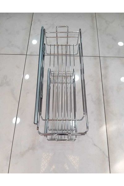 ARON (P9005) 16cm Side (WITH BRAKE) Telescopic Rail Under Counter Bottle Holder - Oil Pot - Detergent Holder (EN16cm)