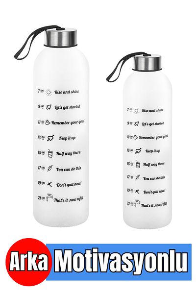 Comprox Voss Black 750ml+500ml Sports Glass 2-Piece Water Bottle Motivational Leakproof Water Bottle