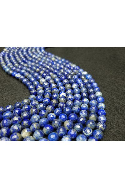 Yüksel Boncuk Σειρά από φυσική πέτρα με φασέτα πέτρας Lapis Lazuli 8 mm
